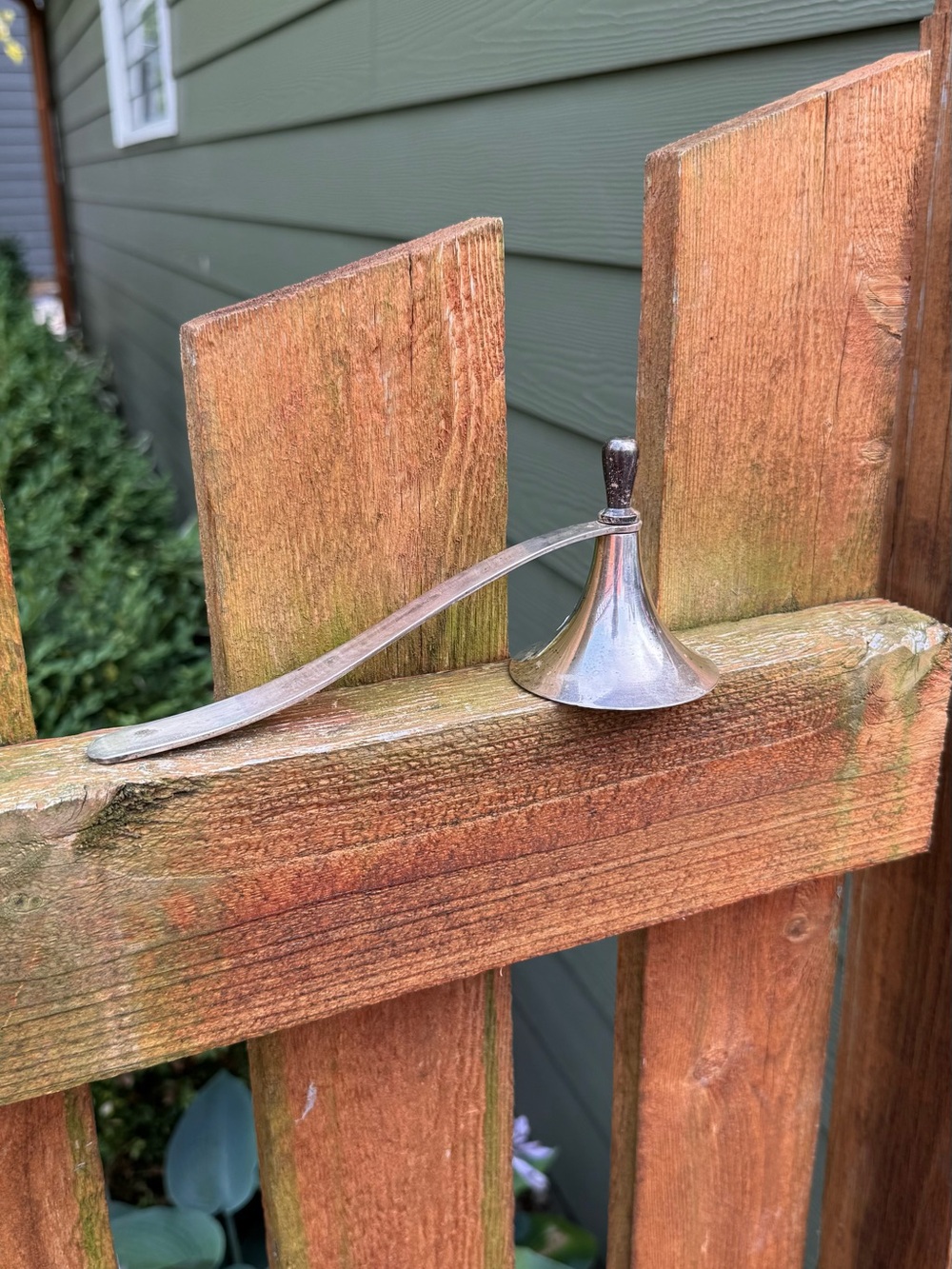 Restoration Hardware Silver Candle Snuffer with Wood-Topped Handle